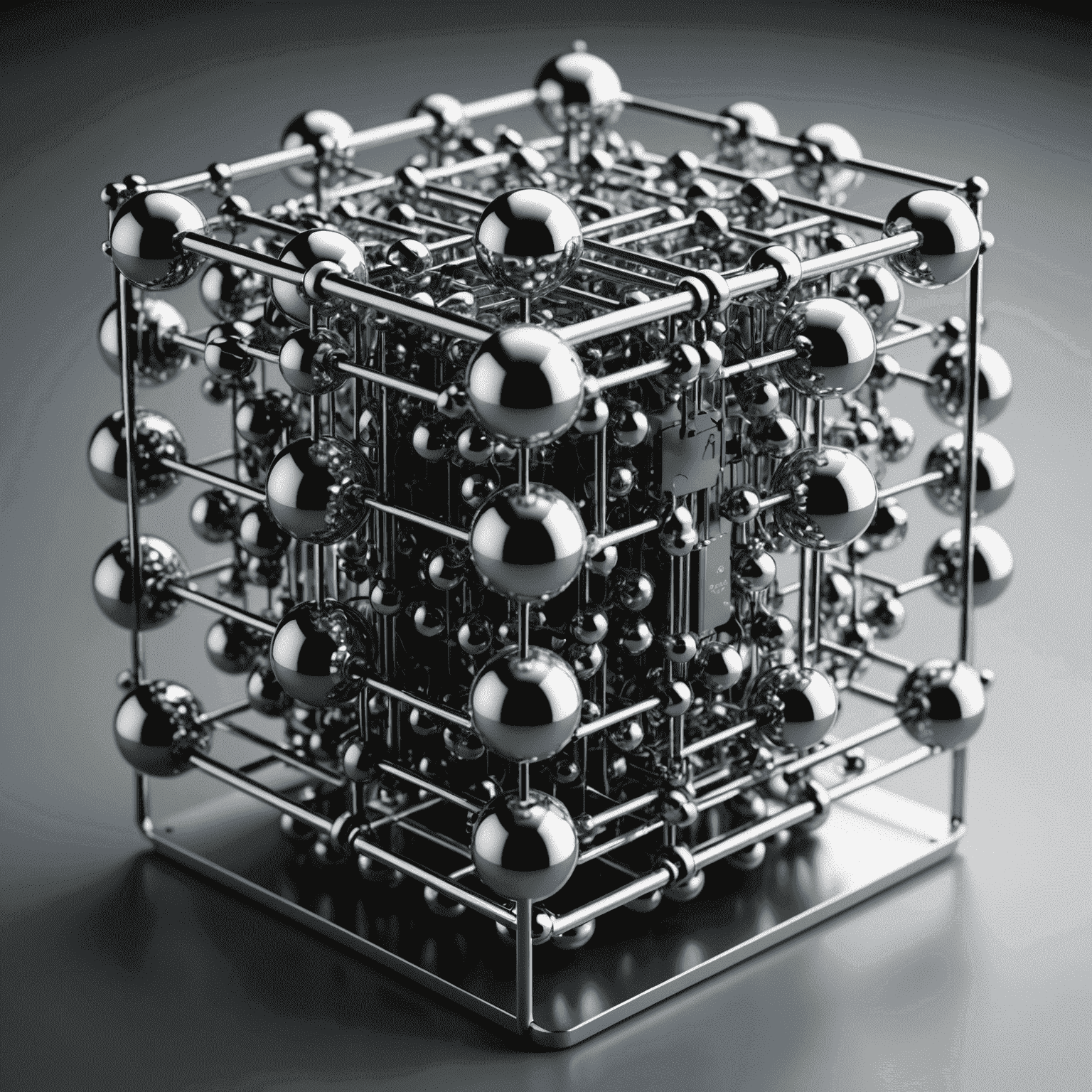 Conceptual image of a quantum computer with qubits represented as silver spheres, symbolizing the potential of quantum computing in the UK