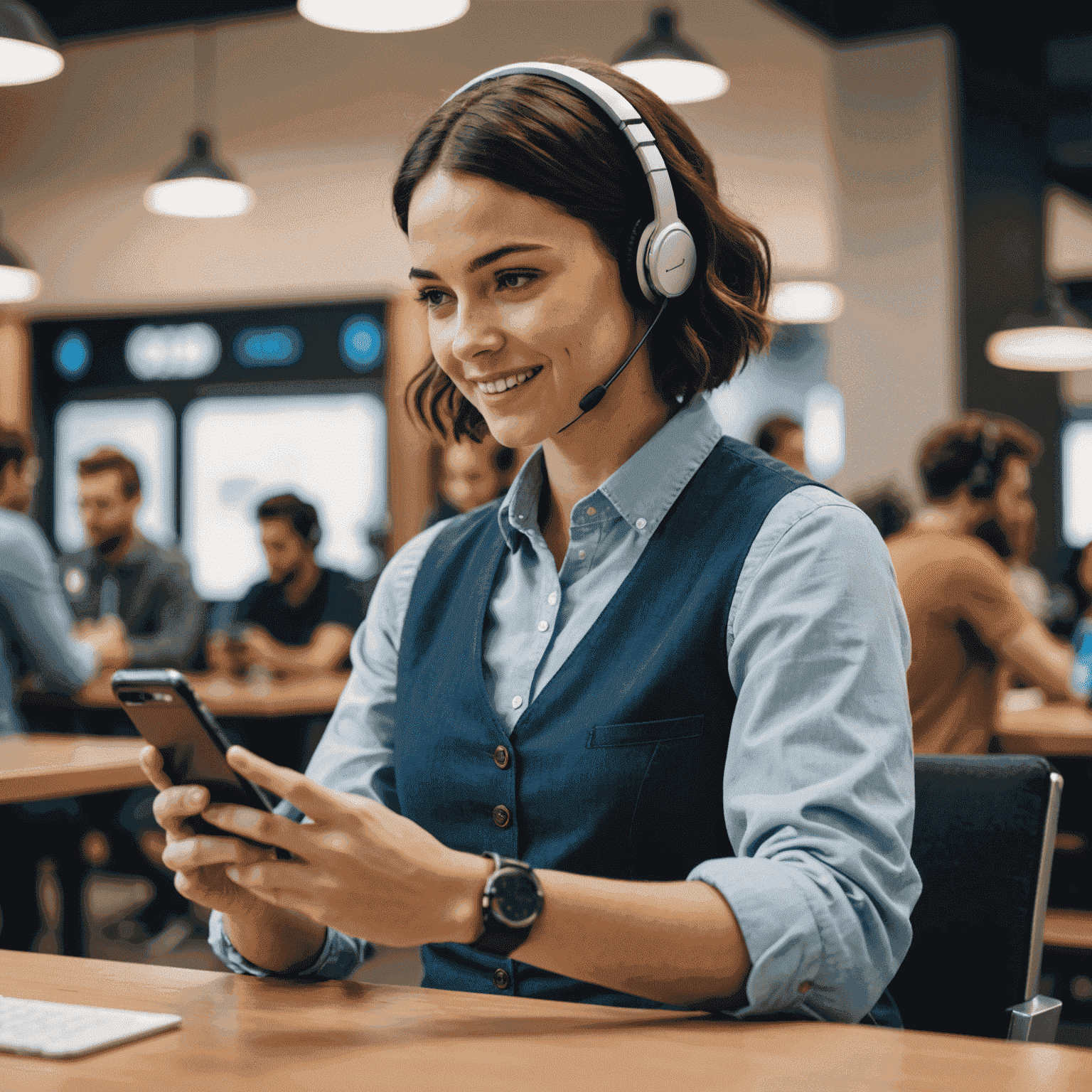 Customer service chatbot assisting a user on a smartphone